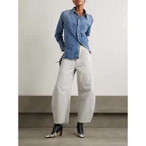 CITIZENS OF HUMANITY Horseshoe high-rise barrel-leg jeans Size 32 Light Grey